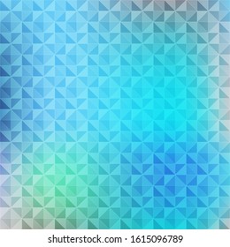Blue geometric shining triangular background with gradient. New design for your business cards, invitations, calendars, ad, banners, posters, presentations, print, flyers Vector illustration