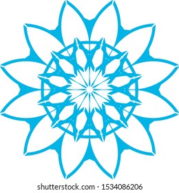 Blue geometric snowflake icon isolated on white background
