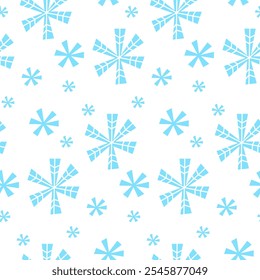 Blue Geometric Snowflake Pattern on White Background