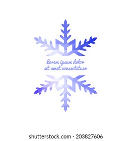 Blue geometric snowflake with place for your text