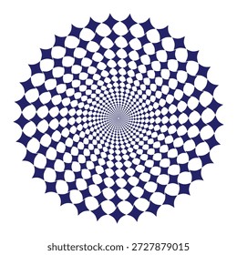 Ilusão óptica do vetor Mandala da espiral geométrica azul.