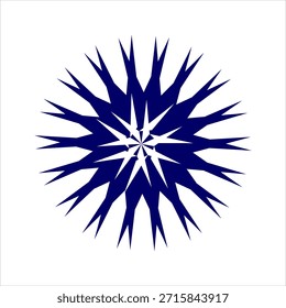 Blaues geometrisches Sternzeichen-Schneeflocken-Muster auf weißem Hintergrund