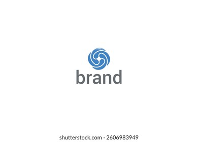 Blue geometric swirl logo design, Circular Flower logo design with white background. 