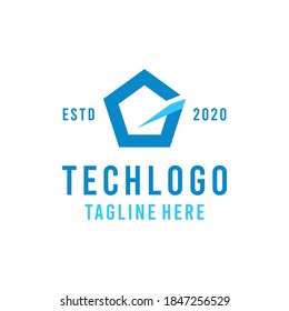 Blue Geometric Technology Logo design Vector