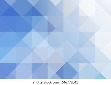 Blue geometric transparent background. Abstract background with squares and rhombuses. Vector illustration