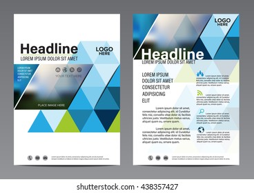 Blue Geometric Triangle background. Brochure Annual Report Flyer design template. Leaflet cover Presentation. illustration vector in A4 size