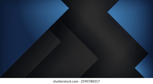 blue geometric triangle vector background overlap layer on black space for text and background design Eps10 vector