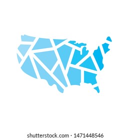 blue geometric United States map- vector illustration