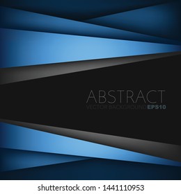 Blue geometric vector background with black space