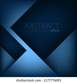 Blue geometric vector background overlap layer on square dark space for text and background design