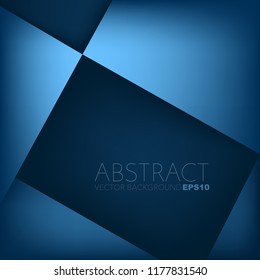 Blue geometric vector background overlap layer on square dark space for text and background design