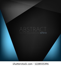 Blue geometric vector background overlap layer on black space for background design