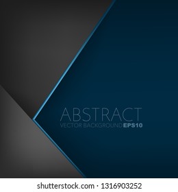 Blue geometric vector background overlap layer with black space for design
