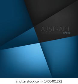 Blue geometric vector background overlap layer on black space for background design
