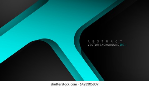Blue geometric vector background overlap layer on black space for text and background design
