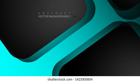 Blue geometric vector background overlap layer on black space for text and background design
