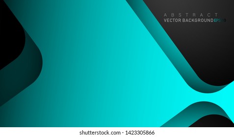 Blue geometric vector background overlap layer on black space for text and background design
