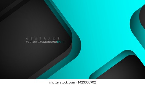 Blue geometric vector background overlap layer on black space for text and background design
