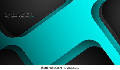 Blue geometric vector background overlap layer on black space for text and background design
