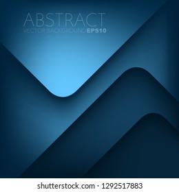 Blue geometric vector background triangle overlap layer with space for design