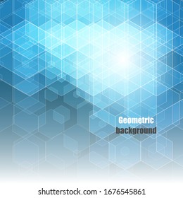 
Blue geometric vector hexagons background. Poster design