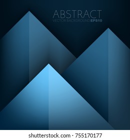 Blue geometric vector layer background triangle element and paper layer overlap on dark space for text and background design