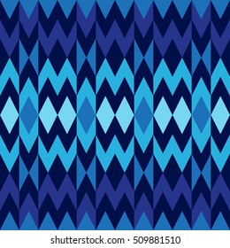 Blue Geometric Vector Modern abstract background. Seamless pattern of geometric shapes in vector. Geometric background of blue rhombuses and zig zag. Abstract Rhombuses seamless wallpapers