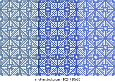 Blue geometric vertical seamless patterns for web, textile and wallpapers
