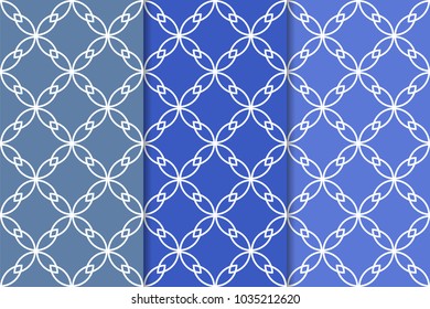 Blue geometric vertical seamless patterns for web, textile and wallpapers
