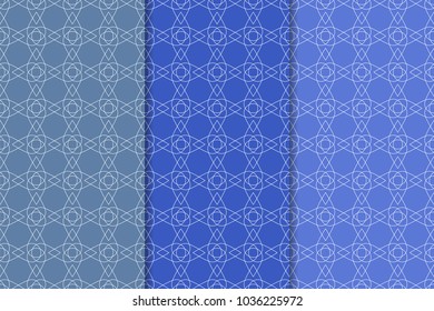 Blue geometric vertical seamless patterns for web, textile and wallpapers