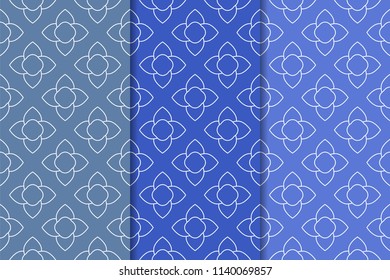 Blue geometric vertical seamless patterns for web, textile and wallpapers