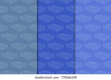 Blue geometric vertical seamless patterns for web, textile and wallpapers