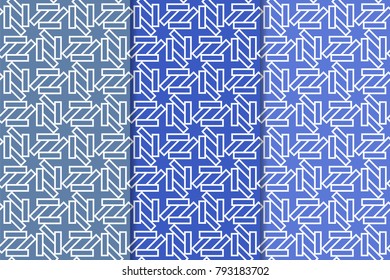 Blue geometric vertical seamless patterns for web, textile and wallpapers