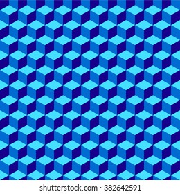 Blue Geometric Volume Seamless Pattern Background Vector Illustration