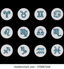 Blue geometric zodiac signs