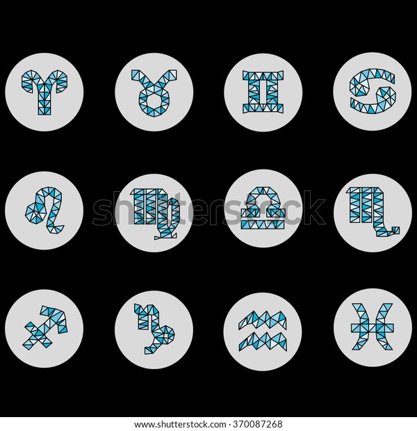 Blue Geometric Zodiac Signs Stock Vector (Royalty Free) 370087268 ...