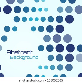 Blue geometrical abstract background with circles. Vector illustration