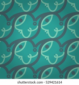Blue geometrical seamless pattern background in maze style. Equable mosaic repeatable backdrop. Shining, graphical design for carpet, wallpaper, fabric or other purpose. Modern design.