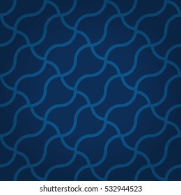 Blue geometrical seamless pattern background in liner style. Simple tessellated repeatable backdrop.