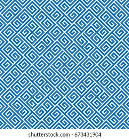 Blue geometrical seamless pattern. Maze seamless pattern.