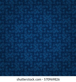 Blue geometrical seamless pattern in watercolor drawing style. Contemporary tracery. Vivid, graphic design for textile, packing-paper, game or other purpose.