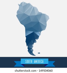 blue geometrical stylized south america map