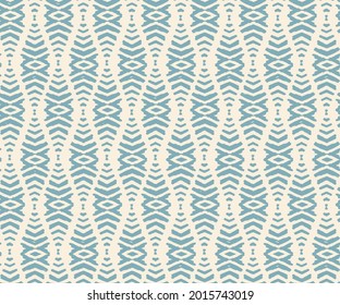Blue Geometrical texture repeat modern pattern,Ikat seamless pattern. Vector tie dye shibori print with stripes and chevron. Ink textured japanese background. Ethnic fabric vector. Bohemian fashion. 
