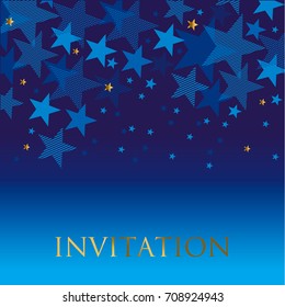 blue geometry star background. night absract decorative starspattern for invitatnio, banner, hesder, surface print and web design
