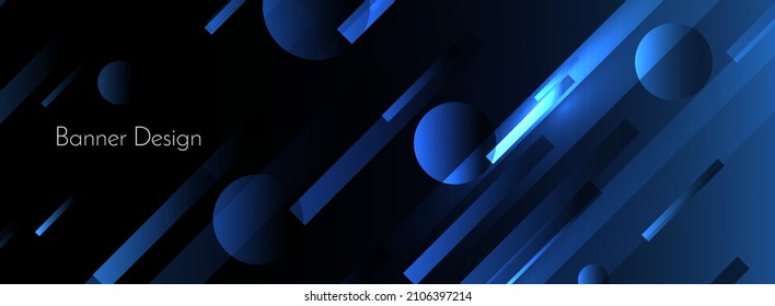 Blue geometry technology design elegant colorful banner vector