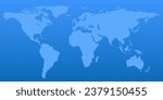 Blue geopolitical map of World. Top view with background grid. Drawing of map on squared paper. Vector illustration
