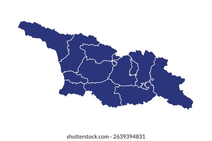 Blue Georgia administrative map isolated white background