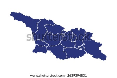 Blue Georgia administrative map isolated white background
