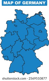 Blue Germany country map border outline vector