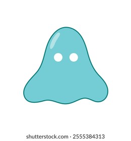 blue ghost cartoon icon isolated on white background